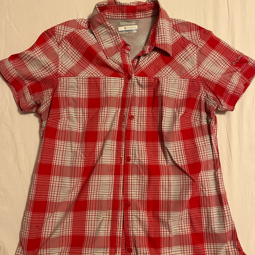 columbia omni-wick advanced evaporation plaid shirt sleeve top
